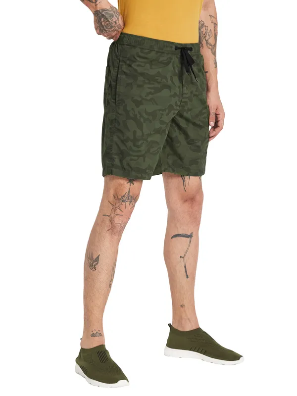 Octave Men Camouflage Printed Cotton Sports Shorts