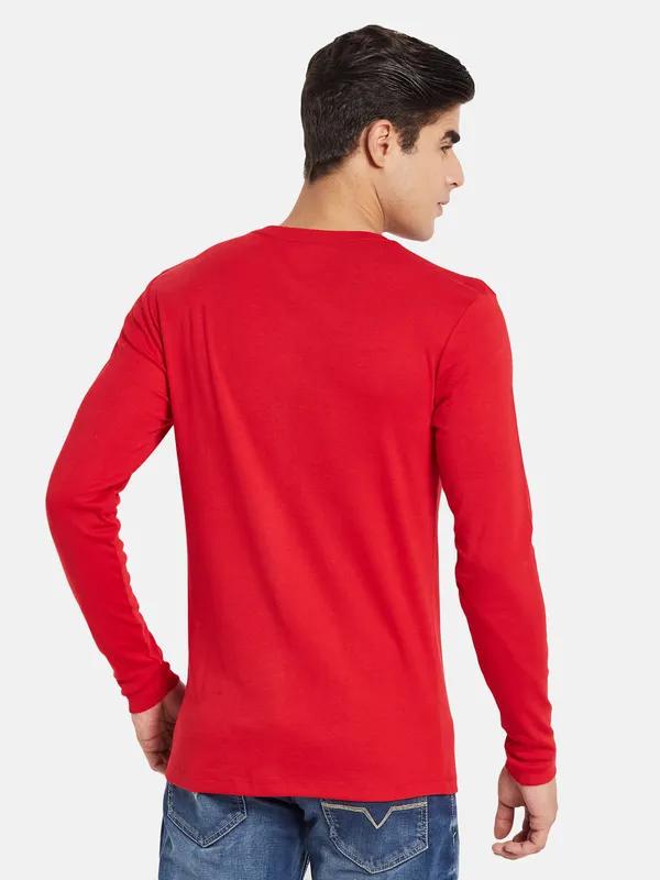 METTLE Men Red Raw Edge T-shirt