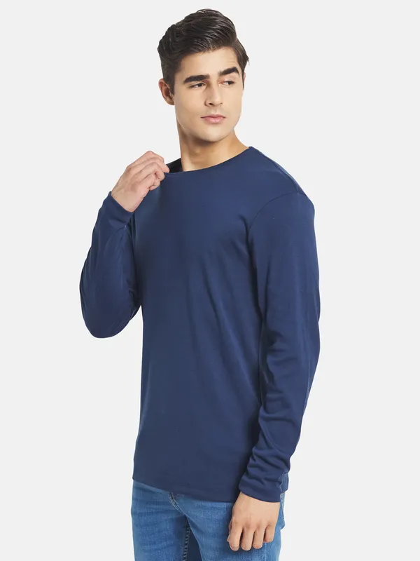 METTLE Men Blue Applique T-shirt