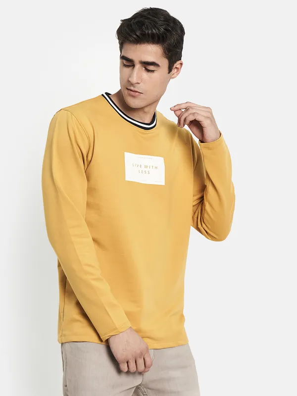 Men Yellow Round Neck T-shirt