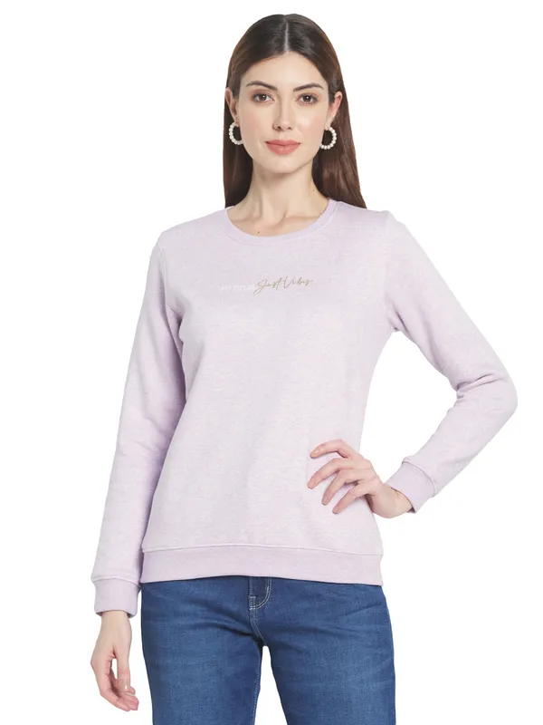 METTLE Women Purple Solid Sweatshirt