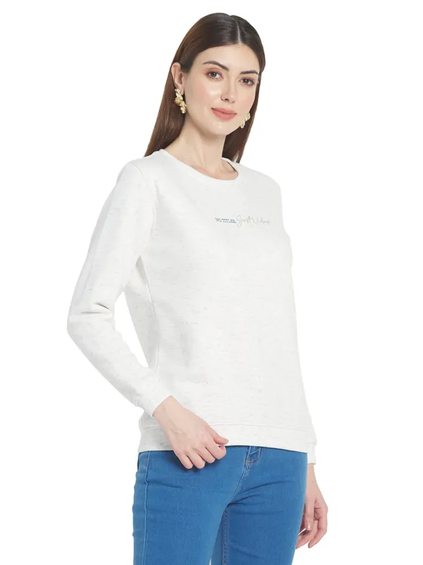 METTLE Women White Solid Sweatshirt
