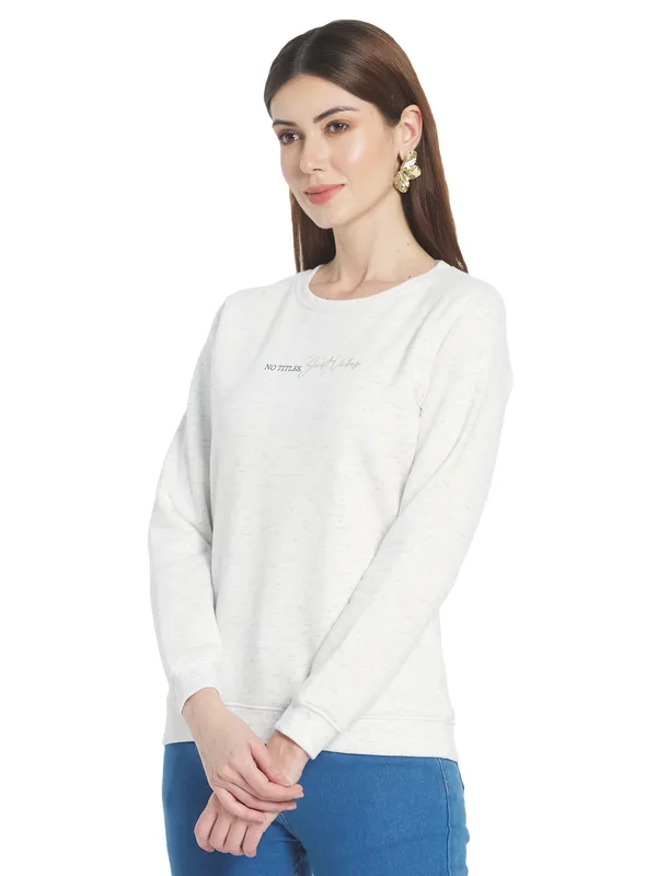 METTLE Women White Solid Sweatshirt