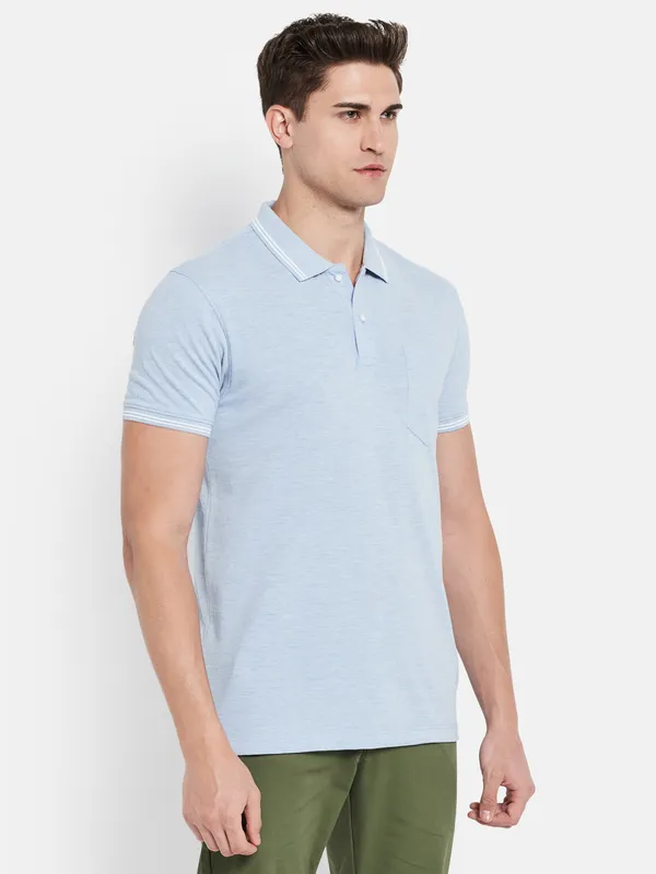 Octave Men Blue Polo Collar T-shirt