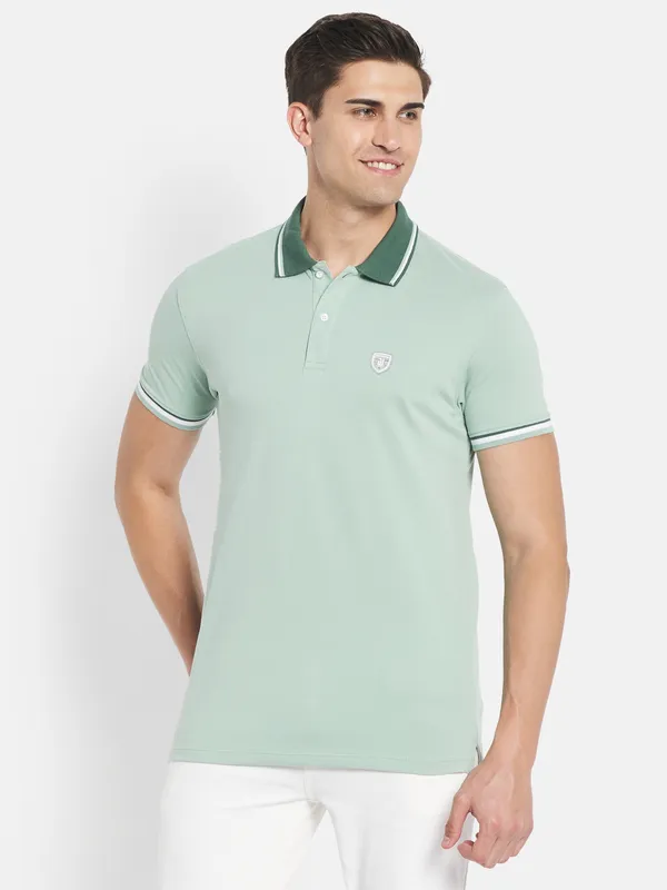 Octave Men Olive Green Polo Collar T-shirt