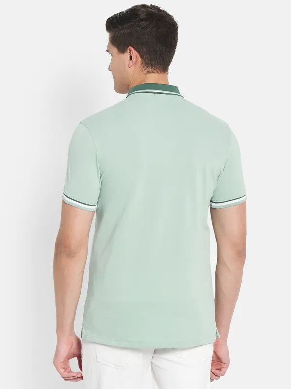 Octave Men Olive Green Polo Collar T-shirt