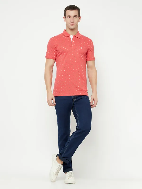 Octave Men Coral Polo Collar T-shirt