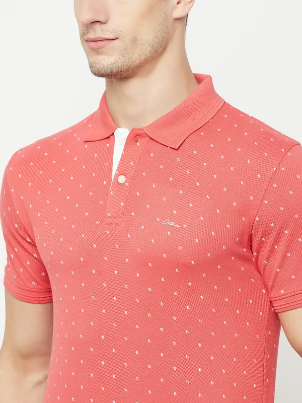 Octave Men Coral Polo Collar T-shirt