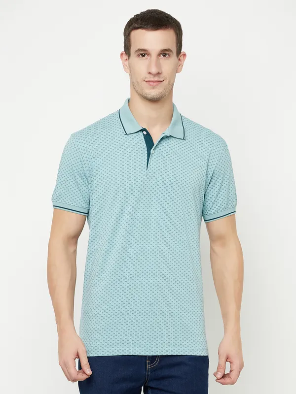 Octave Men Blue Polo Collar T-shirt