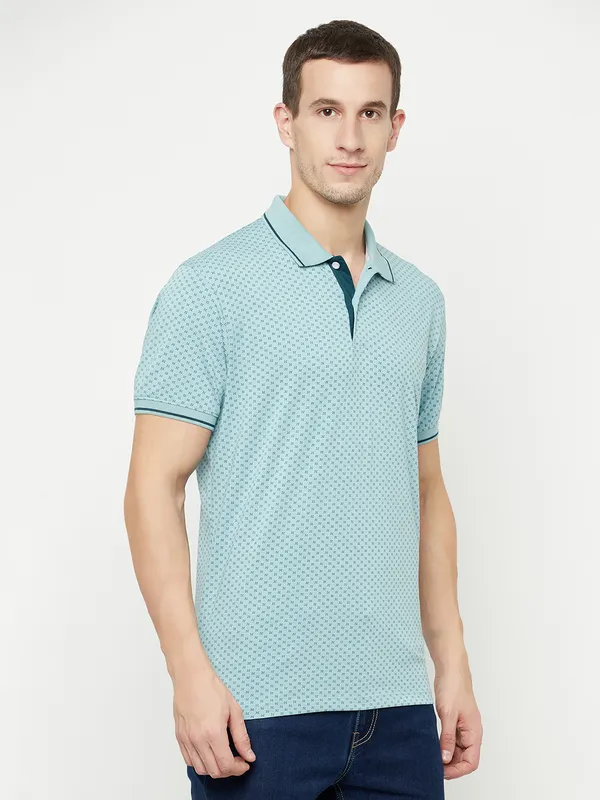 Octave Men Blue Polo Collar T-shirt