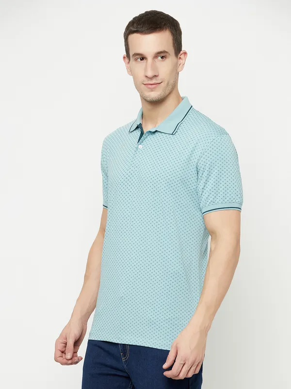 Octave Men Blue Polo Collar T-shirt