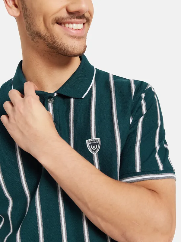Vertical Stripes Print Polo T- Shirt