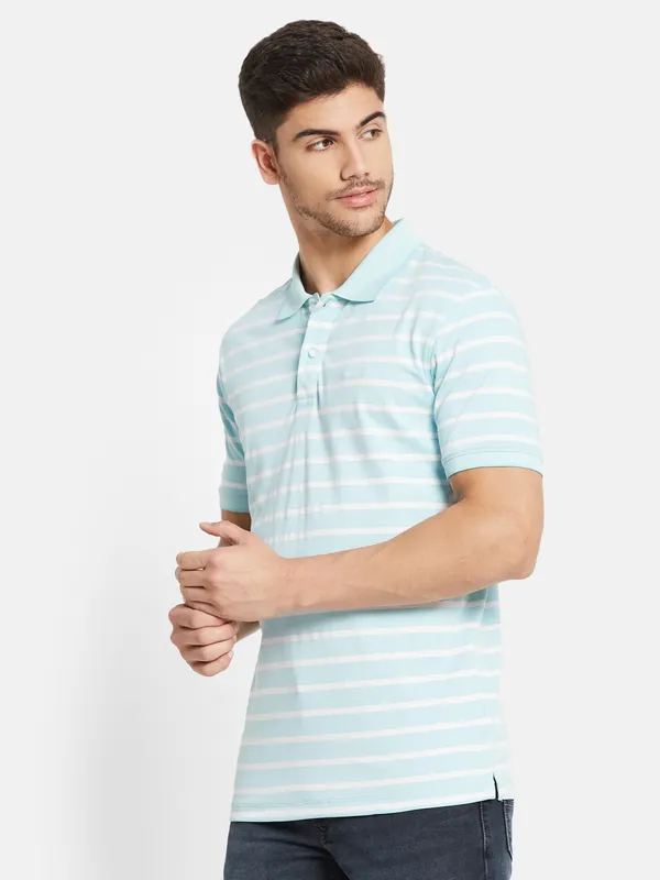 Horizontal Stripes Print Polo T- Shirt