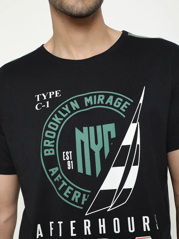 Octave Typography Printed Cotton T-shirt