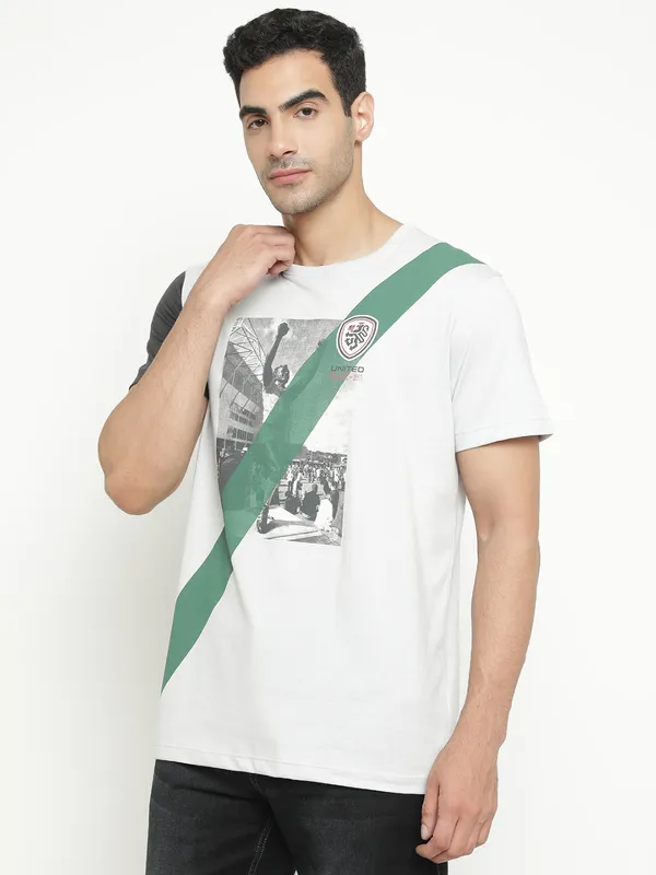 Octave People places Printed Round Neck Cotton T-shirt