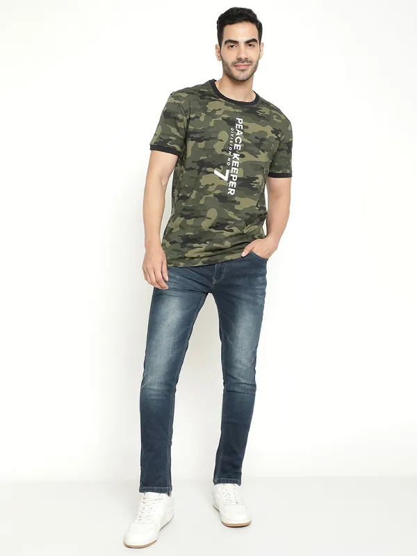 Octave Camouflage Printed Cotton T-shirt