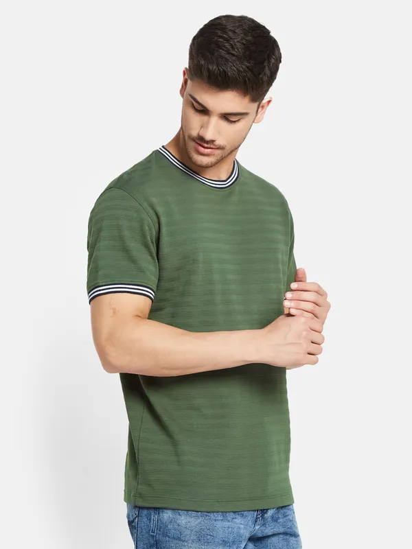 Structured Stripes with Contrast Rib T-shirt