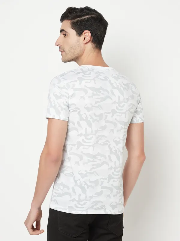 Octave Men White Printed T-shirt