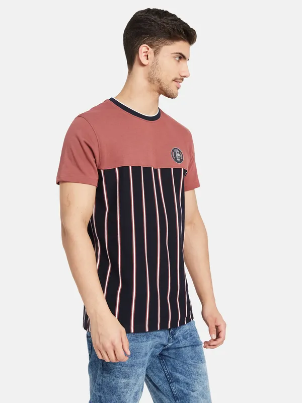Vertical Stripes Colourblocked T-shirt