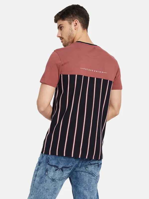 Vertical Stripes Colourblocked T-shirt