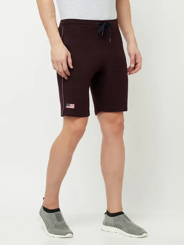 Octave Men Maroon Sports Shorts