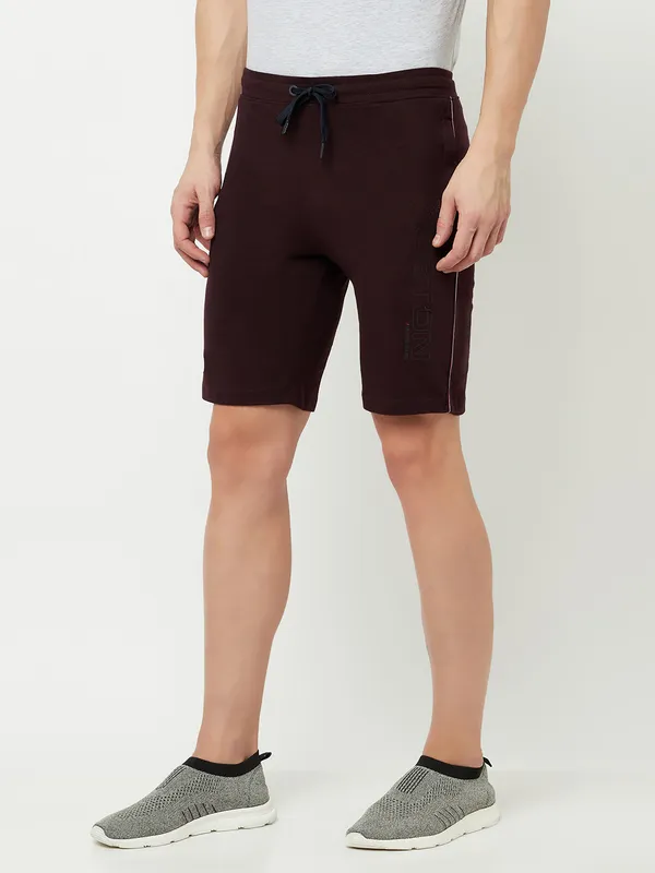 Octave Men Maroon Sports Shorts
