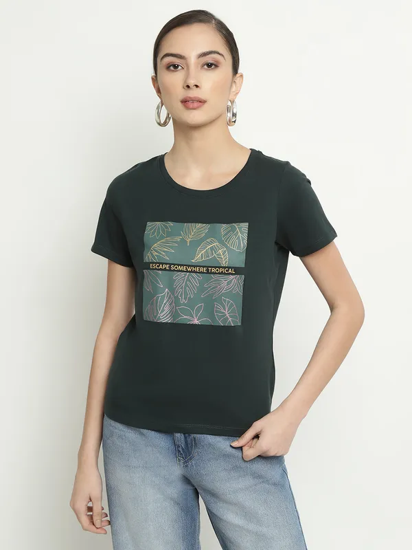 METTLE Floral Printed Cotton T-shirt