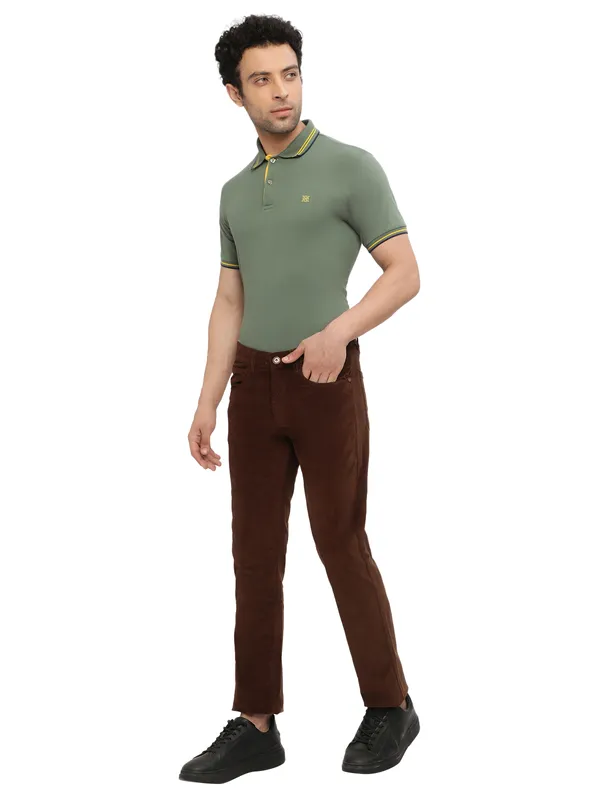 Octave Men Brown Chinos Trousers