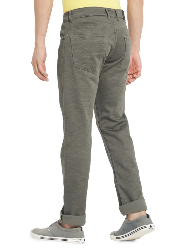Octave Men Olive Green Regular Fit Solid Chinos Cotton Trousers