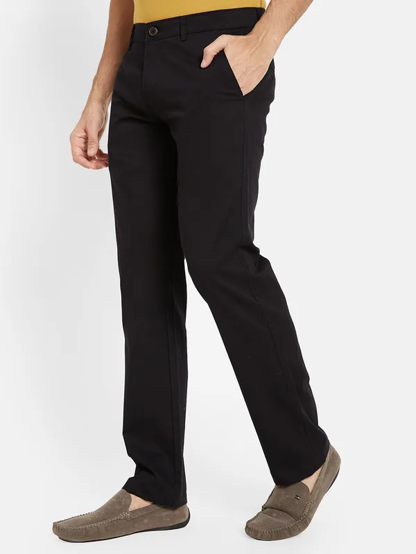 Octave Men Black Chinos Trousers