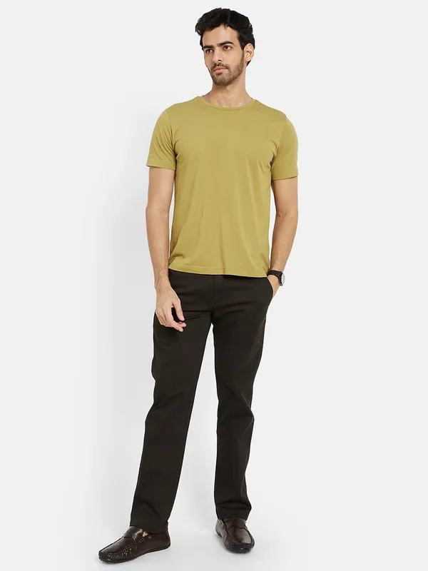 Octave Men Olive Green Chinos Trousers