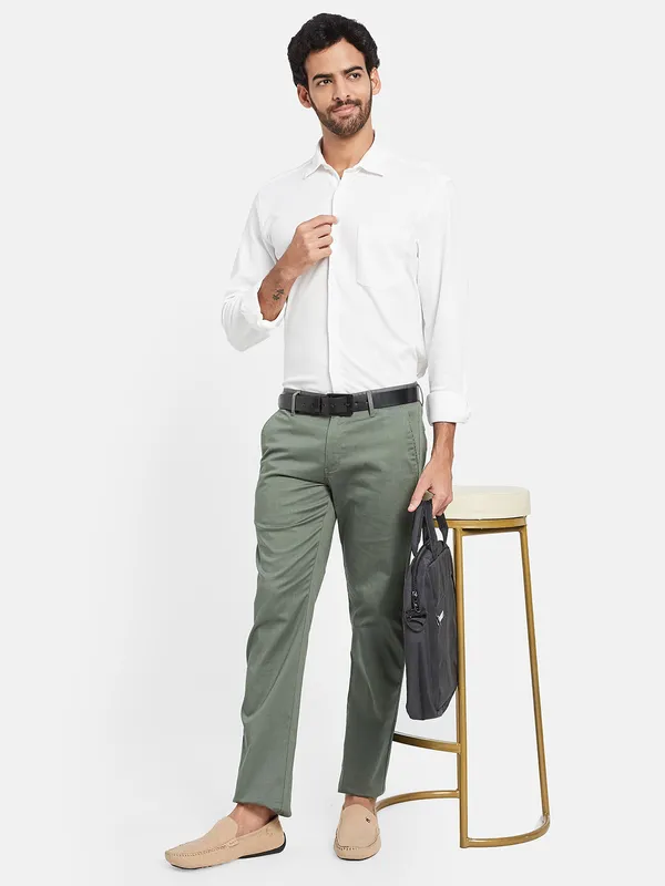 Octave Men Regular Fit Mid Rise Cotton Formal Trousers