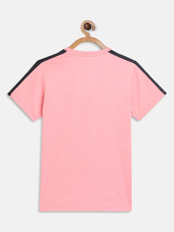 Octave Boys Pink Printed Applique T-shirt