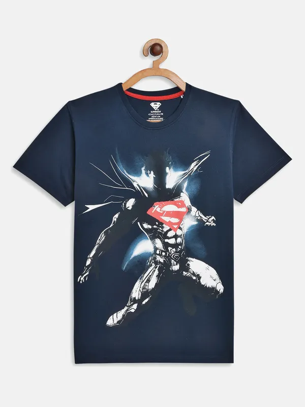 Octave Boys Blue Superman Printed Applique T-shirt