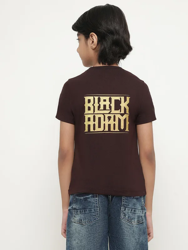 Octave Boys Black Adam Printed Cotton T-shirt