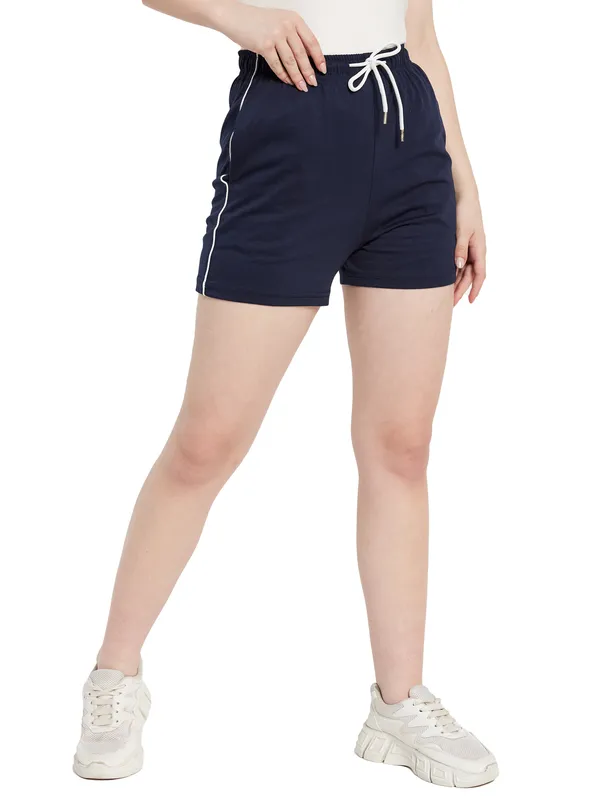 Solid Slim Fit Shorts with Drawstring