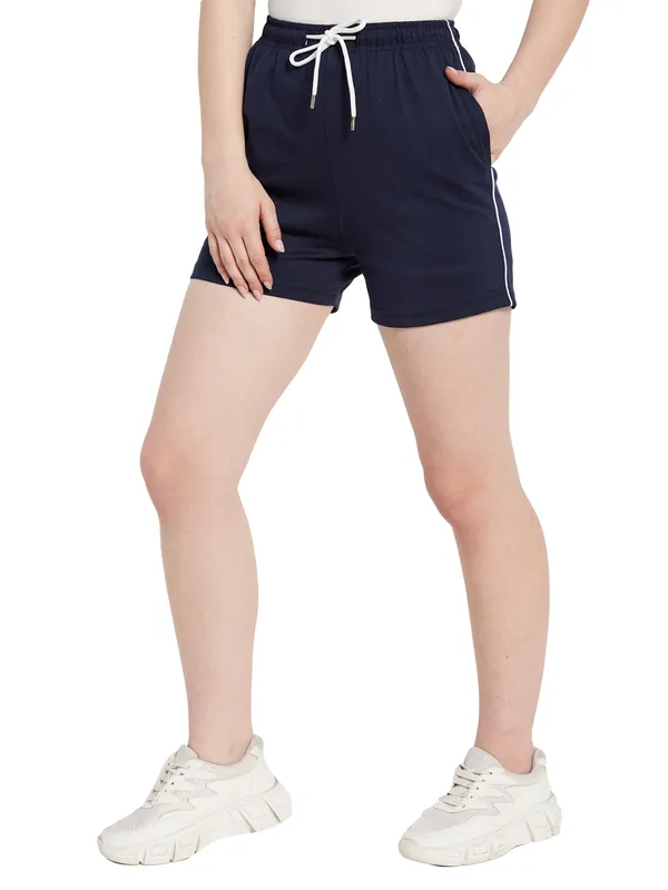 Solid Slim Fit Shorts with Drawstring