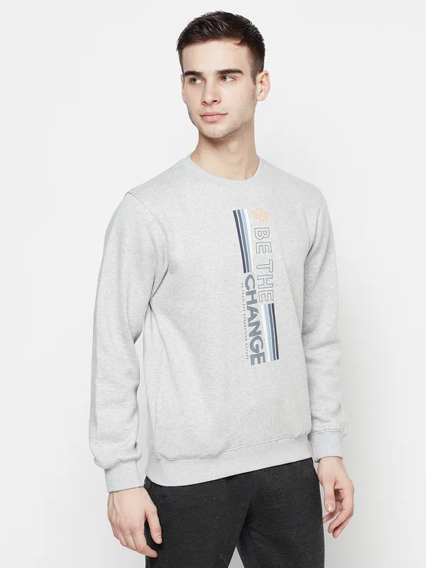 Men Grey Melange Sweatshirts