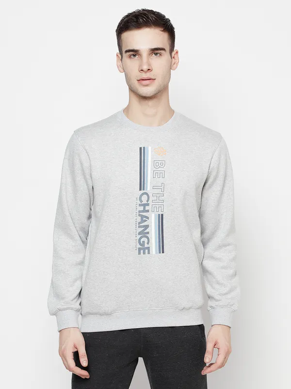 Men Grey Melange Sweatshirts