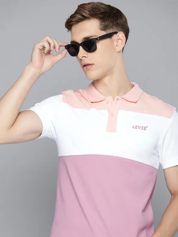 LEVIS pink color block t-shirt