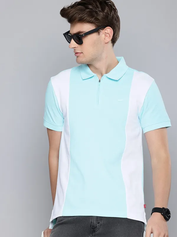 LEVIS sky blue color block polo t-shirt
