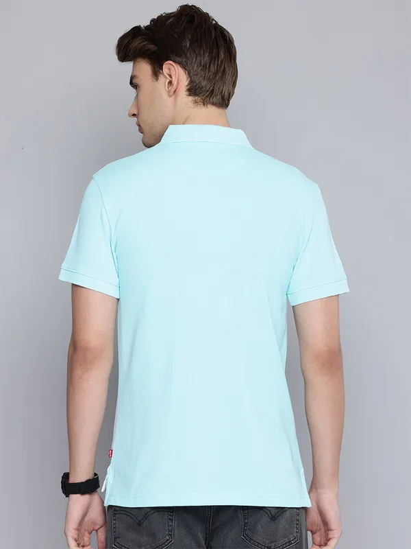 LEVIS sky blue color block polo t-shirt