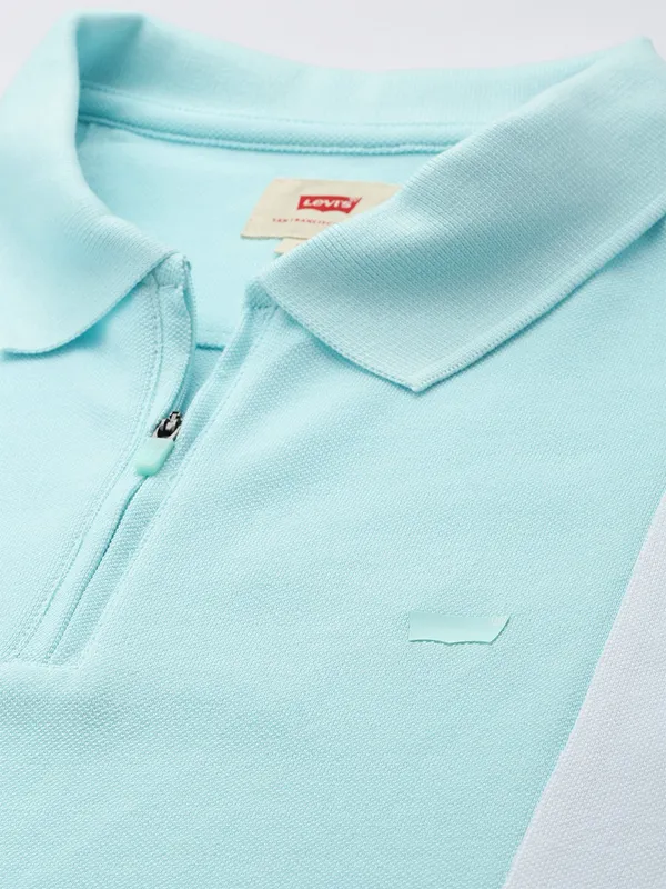 LEVIS sky blue color block polo t-shirt