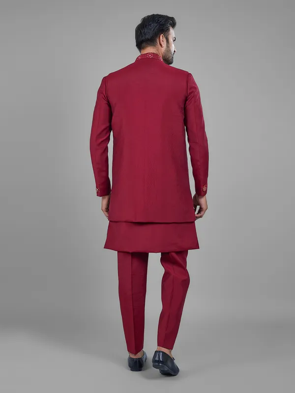 Amazing maroon silk indowestern