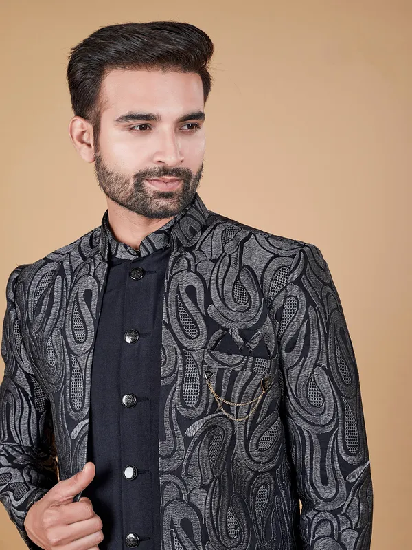 Attractive black silk indowestern