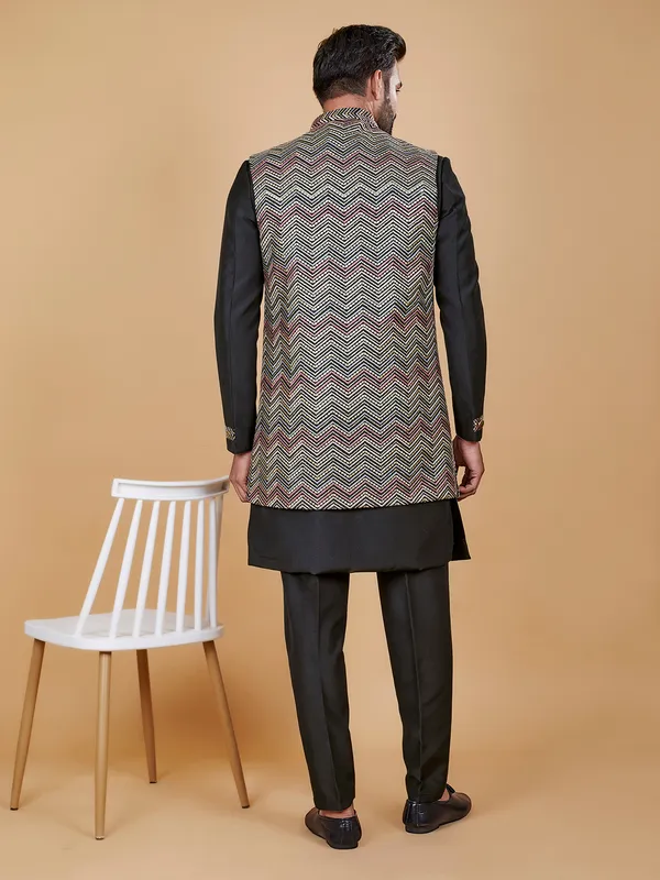 Dazzling black silk indowestern
