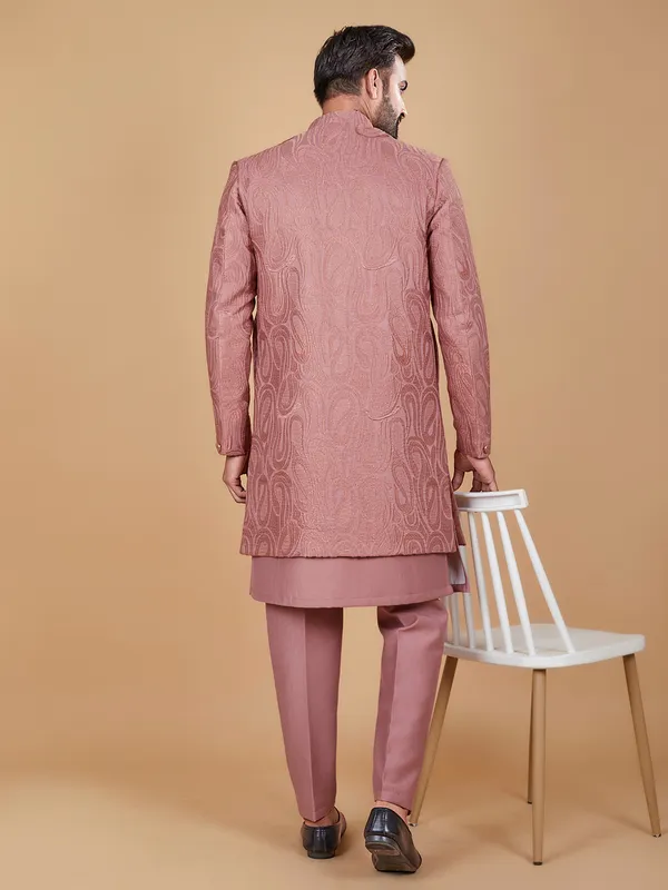 Elegant silk pink indowestern