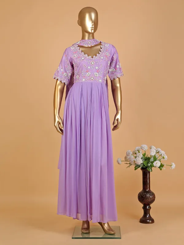 Latest lilac purple georgette anarkali suit