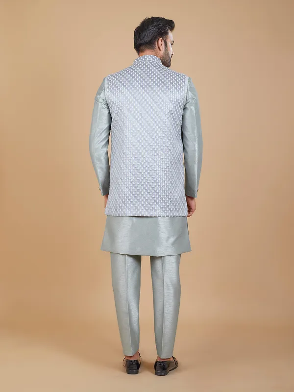 Latest silk grey indowestern