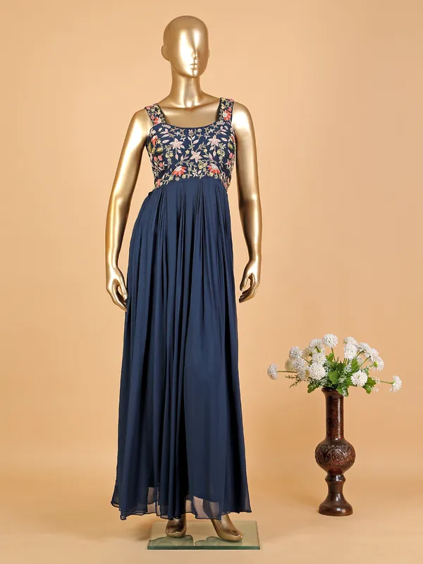 Stunning navy georgette anarkali suit